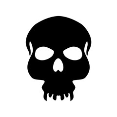 Skull Silhouette: Gothic Icon, Halloween Symbol, Death Concept, Spooky Design, Flat Vector Illustration