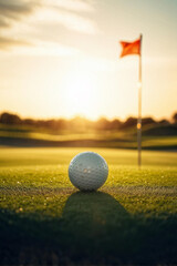 Obraz premium Closeup of Golf Ball on Green Fairway