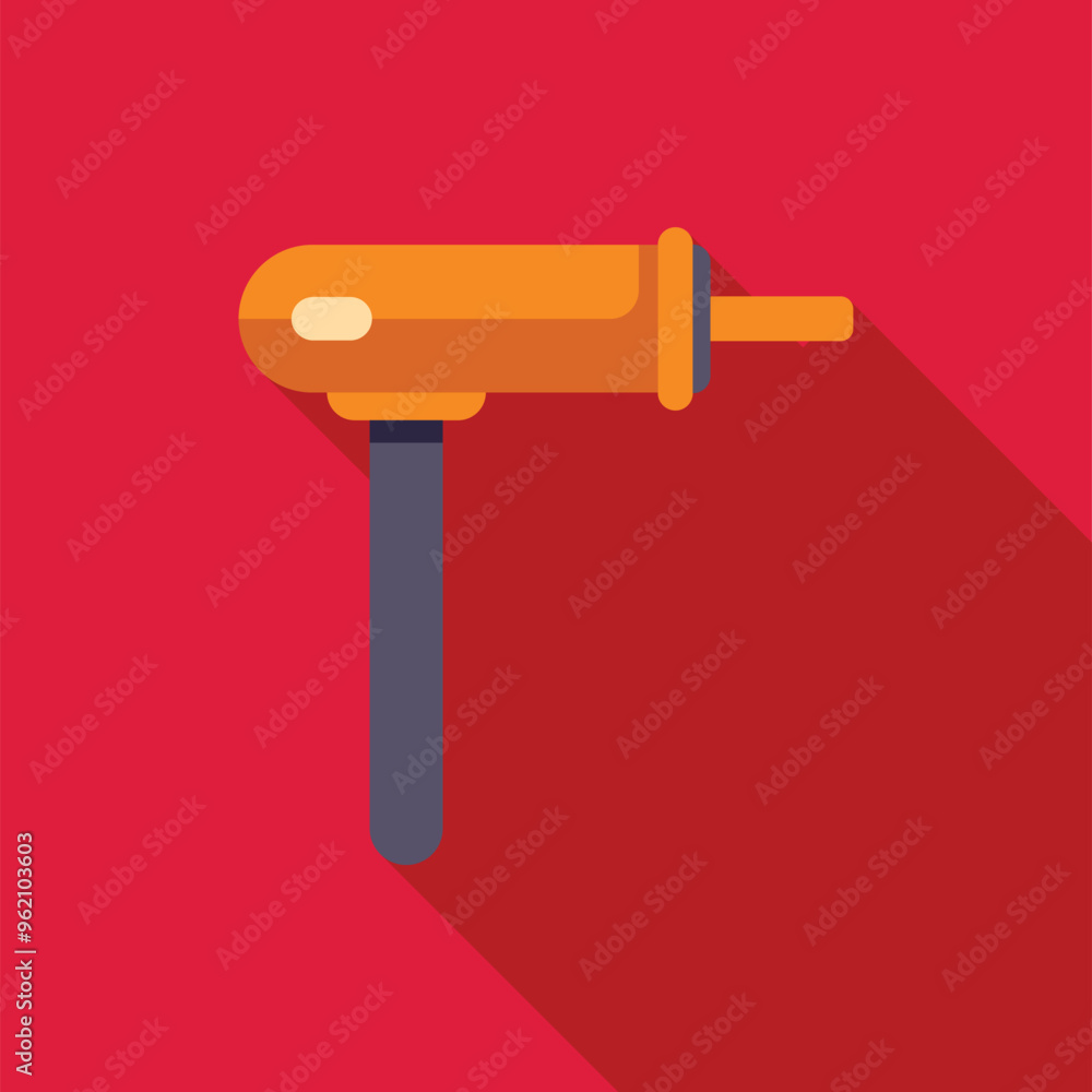 Wall mural audio jack plug connecting to device port icon in flat style with long shadow on red background