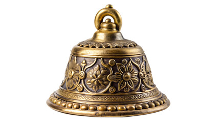 Floral-designed brass bell, cut out transparent