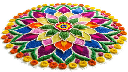 Festive colorful rangoli design, cut out transparent