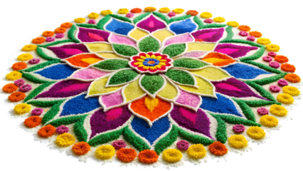 Festive colorful rangoli design, cut out transparent