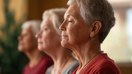 Fototapeta premium Together in Tranquility - Senior Group Mindfulness Practice for Collective Wellness