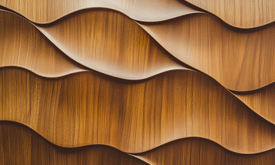 Brown wooden background with a carved pattern of smooth lines