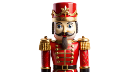 Festive nutcracker soldier in colors, cut out transparent