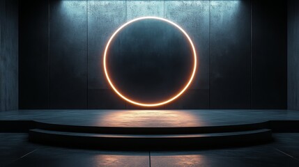 A dark room with a large glowing circle in the center