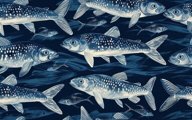 Fototapeta premium Fish Illustration - Blue Ocean