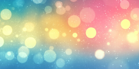 Colorful blue, pink and yellow bokeh light blurred background.