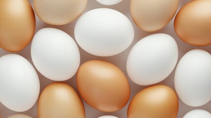 Dozen eggs in varying shades, seamless pattern, 3D illustration