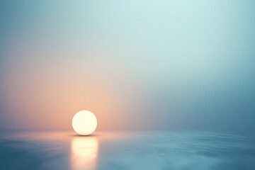 A Single White Sphere Reflecting on a Calm Body of Water