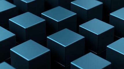 Obraz premium A close-up view of blue cubes arranged in a neat pattern, showcasing a modern design and a minimalistic aesthetic.