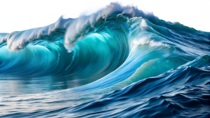 Sunrise waves crashing on the coast, cut out transparent