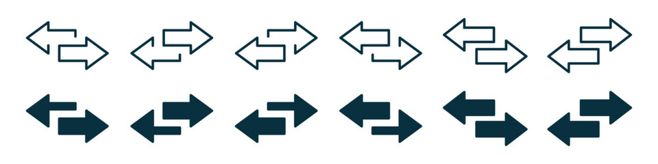 Left right arrows vector icon. Transfer arrows icon. 2 side arrow icon