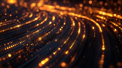 Obraz premium Abstract background of glowing lines and bokeh lights on black.