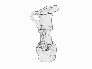 drawing, graphic, vase, vessel, background, black and white, dra