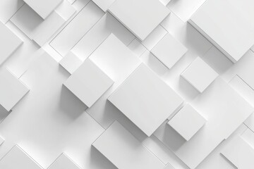Obraz premium Abstract background with white squares, cubes, and layers in a geometric pattern for modern design.