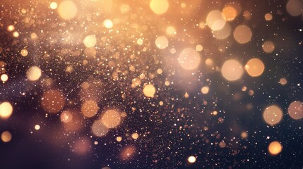 Abstract gold bokeh with real dust particles and subtle lens flare, perfect for a warm, elegant scene.