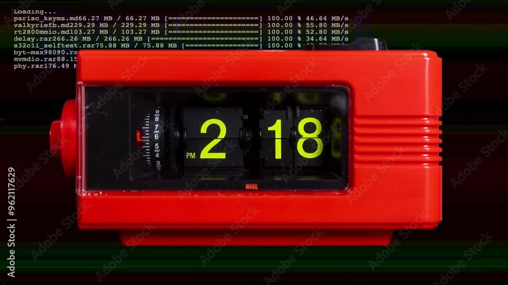 Poster retro analogue flip clock in stop motion