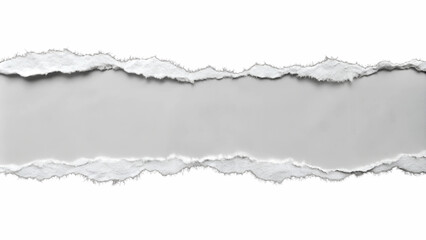 Torn paper strip revealing gray background design, cut out transparent