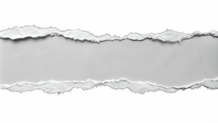 Torn paper strip revealing gray background design, cut out transparent
