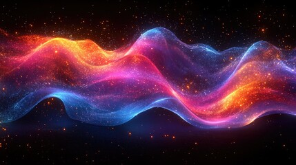 Abstract Fluid Iridescent Holographic Curved Wave in Vivid Colors