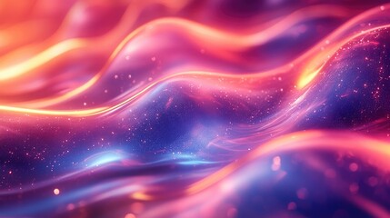 Obraz premium Abstract Fluid Iridescent Holographic Neon Curved Wave