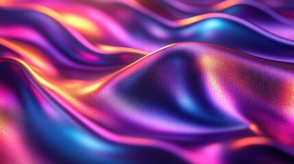 Fototapeta premium Abstract Holographic Purple Green Matte Fluid Iridescent Design