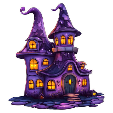 Halloween Spooky Haunted House isolated on a transparent background