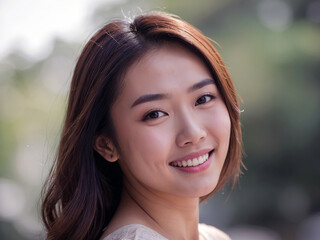 Portrait of a beautiful asian woman smiling photography