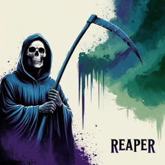 Poster design illustration featuring a Reaper