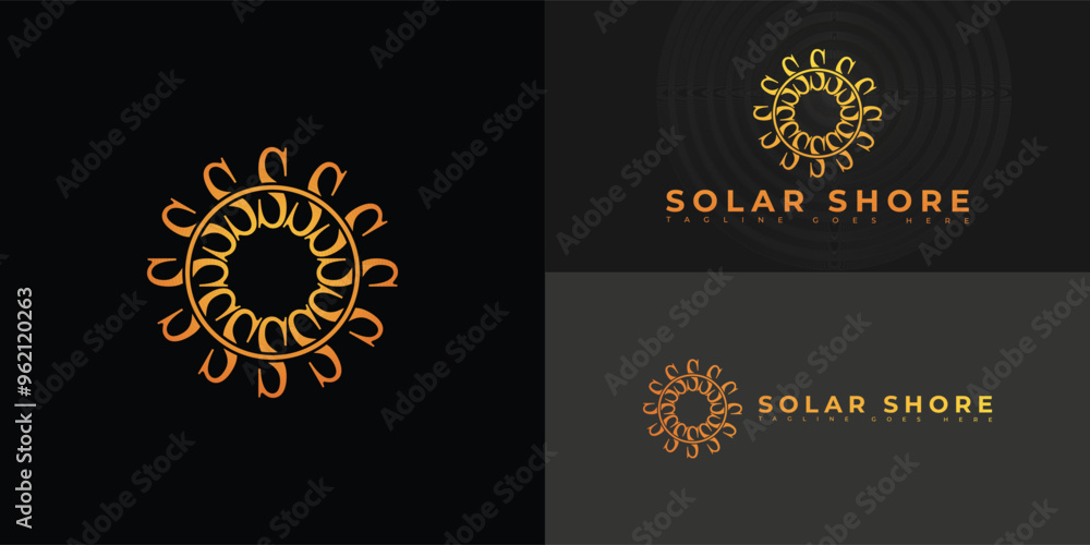 Poster modern spiral vector initial letter s or ss logo in orange color isolated on multiple background col