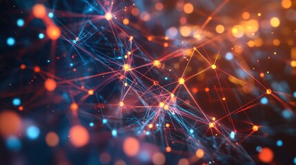 Fototapeta premium A 3D visualization of complex scientific data, with graphs, charts, and interconnected nodes,