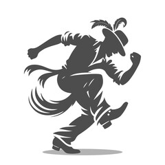 Cultural Cajun Jig dance silhouette. Dancer Vector artwork on isolated background.