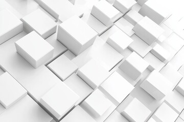 Obraz premium Abstract background with white squares, cubes, and layers in a geometric pattern for modern design.