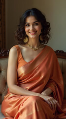 Naklejka premium Elegant Woman in Traditional Saree