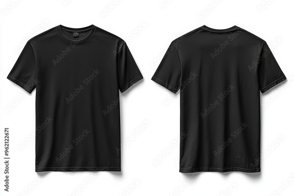 Canvas Prints Black Tshirt Mockup Front and Back Isolated created with Generative AI