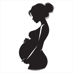 pregnant lady silhouette vector woman girl floral lady in a white background