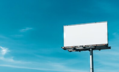 Blank Billboard with Clear Blue Sky Background. AI generated illustration