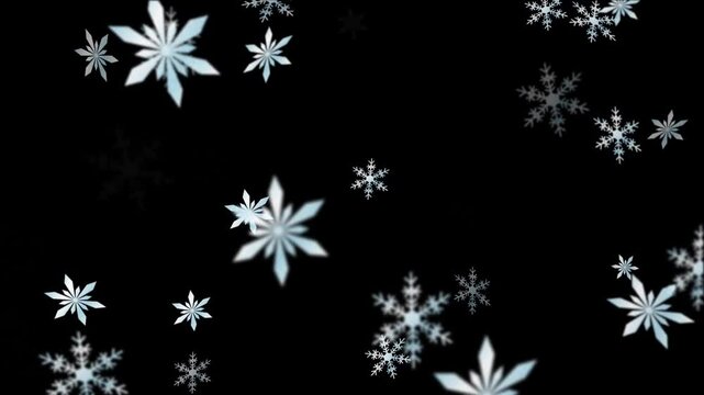 illustration of beautiful white colored snow crystal particles flying on a black background