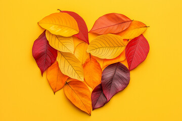 Obraz premium Heart made from autumn leaves