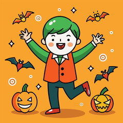 Happy in Halloween day Draw doodle style