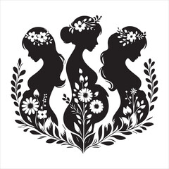 pregnant lady woman silhouette in a white background