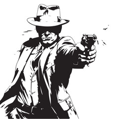 Mafia Gun Silhouette Vector Illustration isolated on white background.