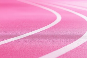 Close-up of a pink running track with white lines, on a pink background