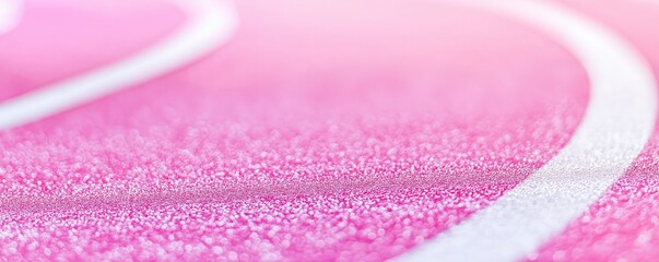 Close-up of a pink running track with white lines, on a pink background