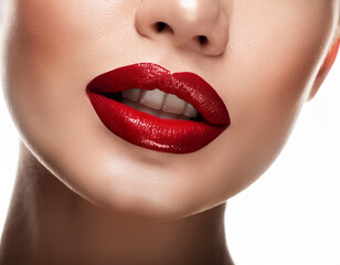 Fototapeta premium Close-up of a woman's red lips