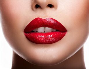 Fototapeta premium Close-up of a woman's red lips