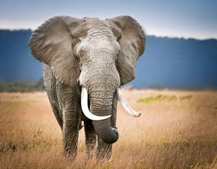 Naklejka premium Close-up of an elephant in the savannah