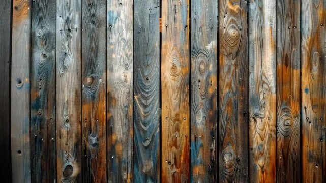 Close-up of a textured wooden wall showcasing intricate patterns and rich colors in natural light