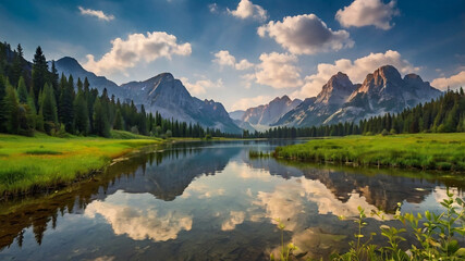 Fototapeta premium lake and mountains